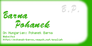 barna pohanek business card